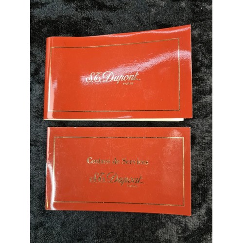 643 - S.T. DuPont ‘Line 1’ cigarette lighter in original box with paperwork and spare DuPont flints. Monog... 