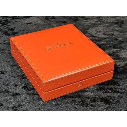 643 - S.T. DuPont ‘Line 1’ cigarette lighter in original box with paperwork and spare DuPont flints. Monog... 