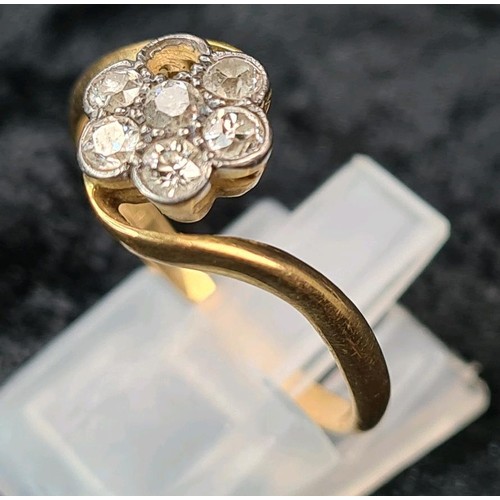 658 - 18ct gold and diamond ring (one diamond missing), size S, approx 2.9g