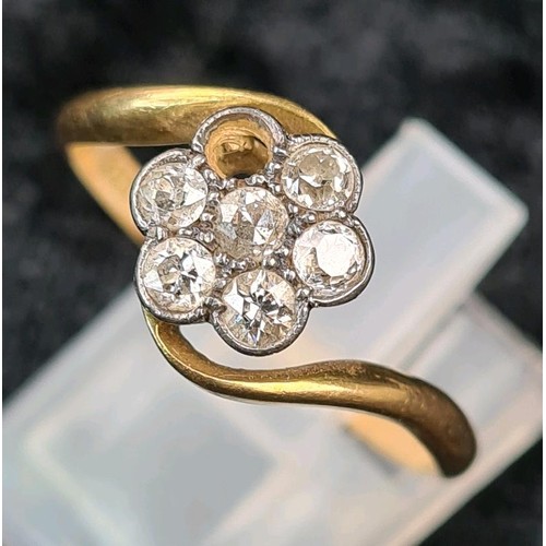 658 - 18ct gold and diamond ring (one diamond missing), size S, approx 2.9g