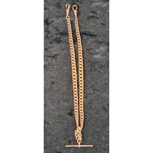 686 - Fabulous 9ct gold double Albert watch chain, would look fabulous worn as a necklace. Bar and every l... 
