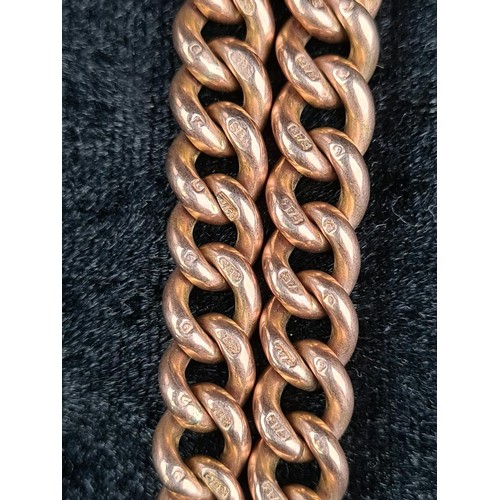 686 - Fabulous 9ct gold double Albert watch chain, would look fabulous worn as a necklace. Bar and every l... 