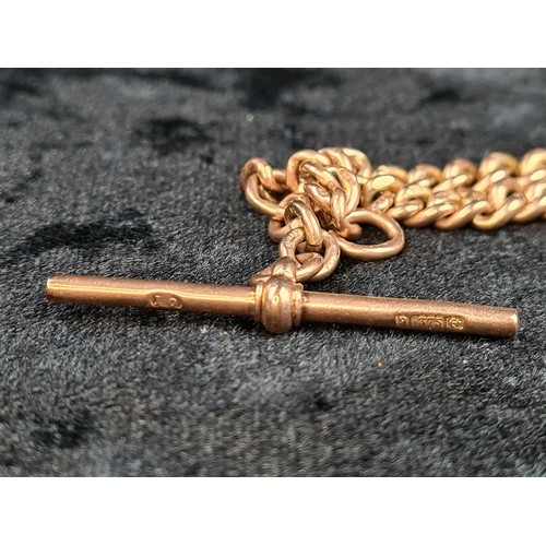 686 - Fabulous 9ct gold double Albert watch chain, would look fabulous worn as a necklace. Bar and every l... 