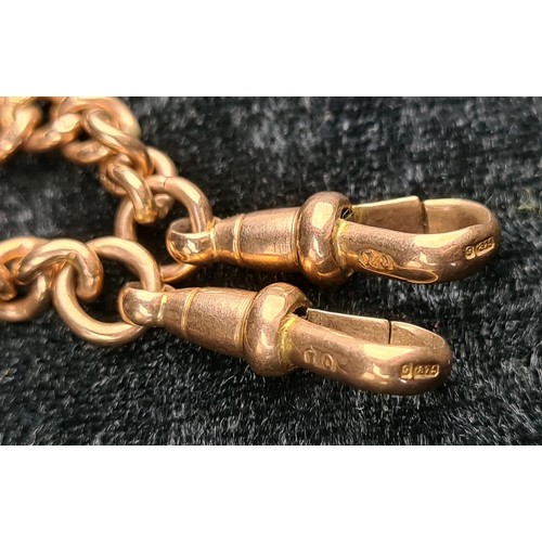 686 - Fabulous 9ct gold double Albert watch chain, would look fabulous worn as a necklace. Bar and every l... 