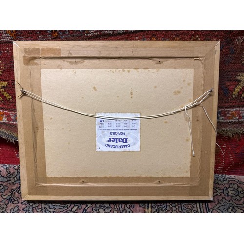 743 - Oil on board painting of a Dartmoor moorland scene with sheep on a rocky and heather hillside. Signe... 