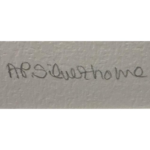 744 - Delightful still life watercolour painting of daisies in a glass jug. Signed AP Silverthorne (?). Fr... 