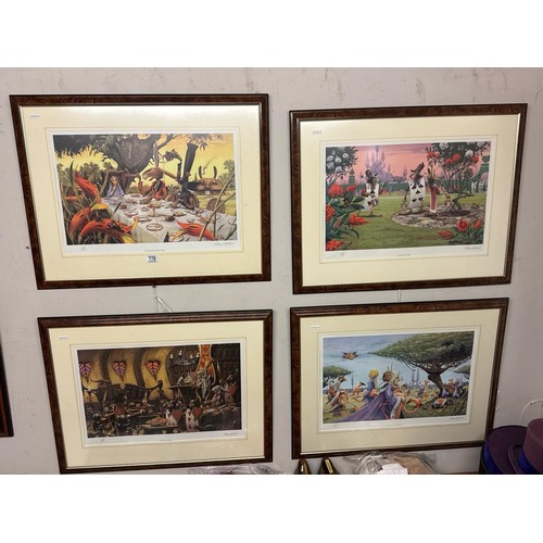 779 - Four lavishly illustrated limited edition prints of scenes from Alice in Wonderland All four are no ... 