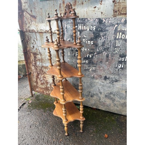 873 - Five-tier étagère or whatnot with turned uprights and elaborate finial (approx H140x 46 x 30)