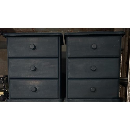 951 - Pair of painted wooden bedside tables. Each approx H53cm x W47cm.