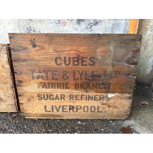 984 - Two large vintage wooden packing crates. North Devon approx H38cm x W68cm x D34cm and Liverpool appr... 