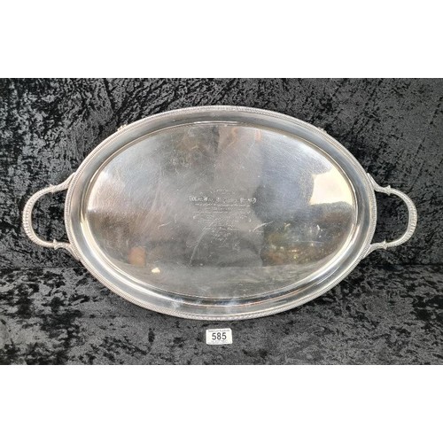 585 - Magnificent solid silver gallery tray with Masonic dedication inscription dated 1929, William Hutton... 