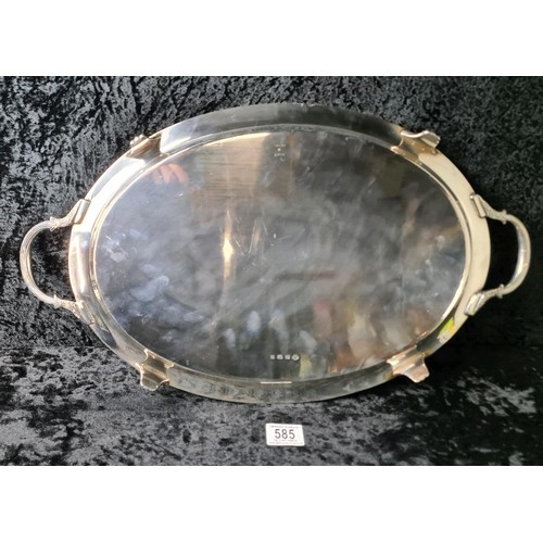 585 - Magnificent solid silver gallery tray with Masonic dedication inscription dated 1929, William Hutton... 