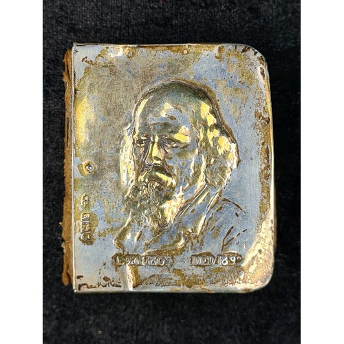 605 - Tennyson’s Poetical Works miniature book with silver front cover bearing portrait of Tennyson. Indis... 