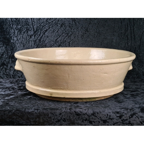 101 - Very large and very heavy antique stoneware drainer bowl, originally used to sieve clotted cream! Wo... 