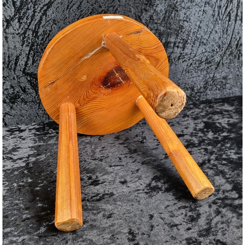 103 - Little pine tripod stool. Approx H31cm.