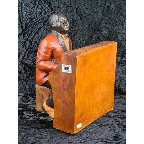 106 - Vintage fibreglass jazz pianist figurine. Approx H38cm.