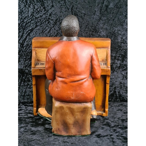 106 - Vintage fibreglass jazz pianist figurine. Approx H38cm.