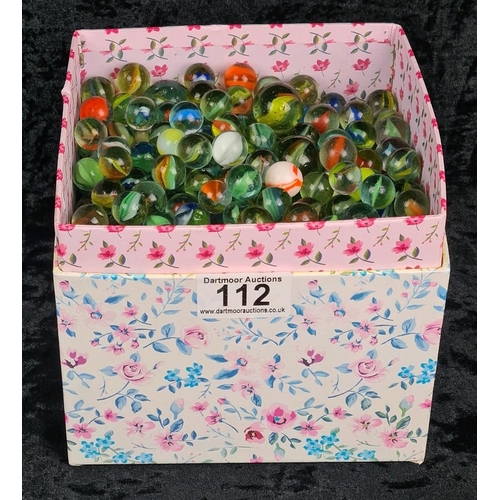 112 - Box of vintage marbles.