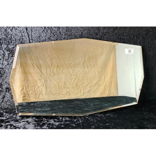 58 - Art Deco style vintage bevel-edge wall mirror. Approx H36.5cm x W65cm