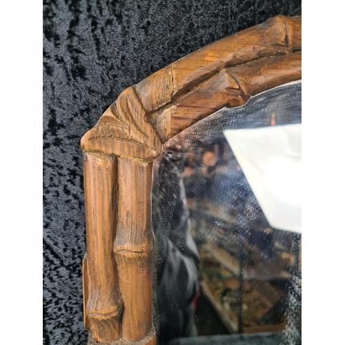 59 - Vintage wooden faux bamboo framed mirror. Approx H62cm x W37cm