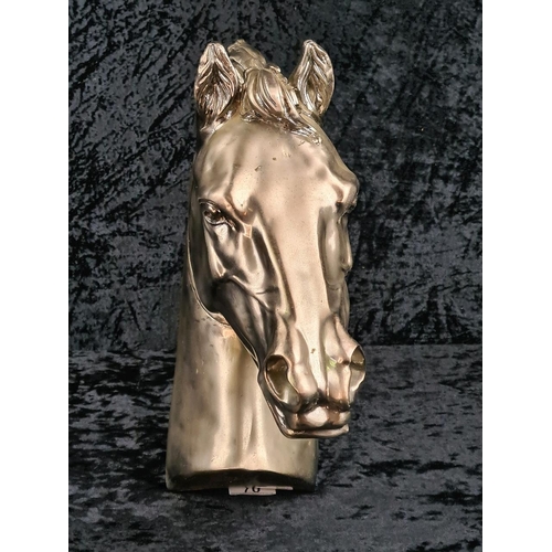 70 - Impressive and very heavy Meridian Collection silvered metal horse head sculpture, with box. Approx ... 