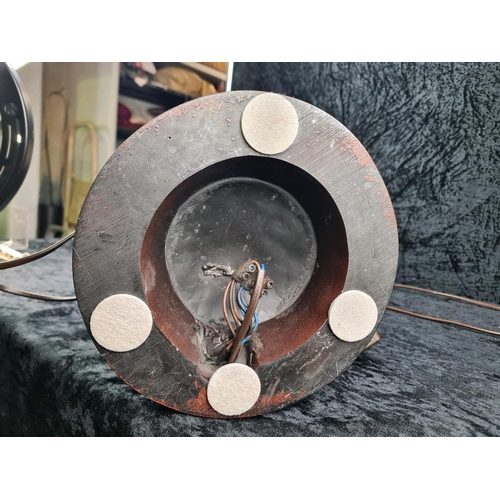 80 - Tall Art Nouveau-style resin lamp featuring a woman holding two birds, with three lights and pale pi... 