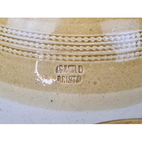 93 - Collection of antique salt-glazed stoneware jars and flagons, including two embossed Bristol. Talles... 