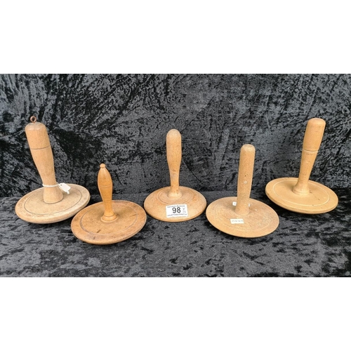 98 - Set of antique wooden butter workers or vegetable mashers (or possibly extra large darning mushrooms... 