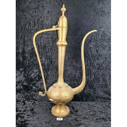 272 - Large impressive brass Middle Eastern coffee pot, approx H80cm