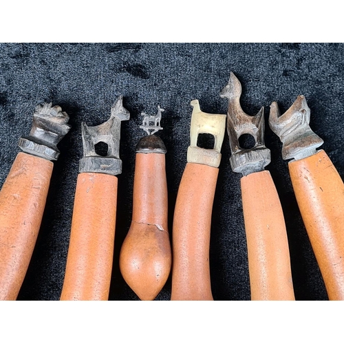 342a - Collection of five traditional ethnic medicine (or cocaine!) gourd bottles with hand carved stoppers