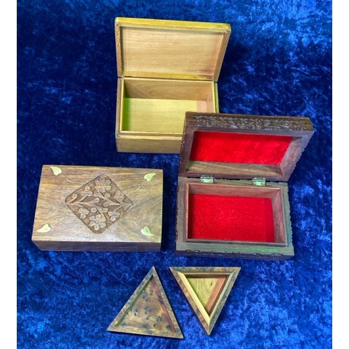 165 - Selection of different wood, style and size vintage boxes. Largest approx H8 x W28 x D12cm.