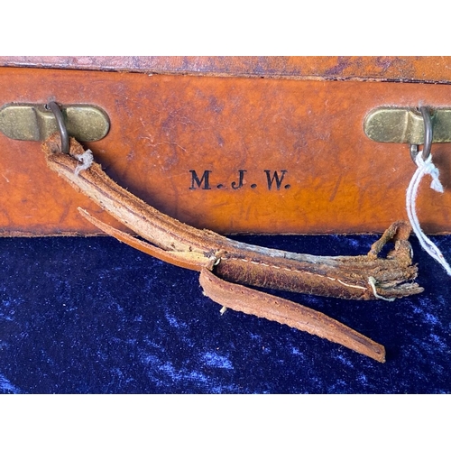166 - Leather stationery case (a/f) plus another decorative leather box and a manicure kit. Case approx H1... 