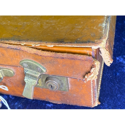 166 - Leather stationery case (a/f) plus another decorative leather box and a manicure kit. Case approx H1... 