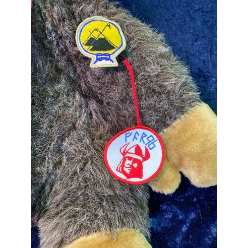 247 - Large cuddly gorilla with Nordic badges and a jaunty neckerchief. Approx H46cm
