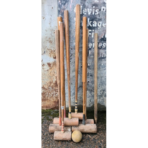 254 - Set of antique croquet sticks some marked ‘F Hayres London’