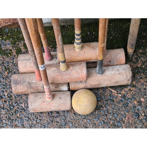 254 - Set of antique croquet sticks some marked ‘F Hayres London’