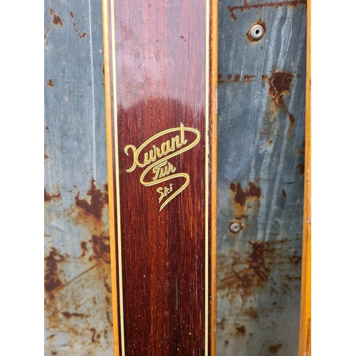 258 - Set of vintage Norwegian wooden skis and poles.