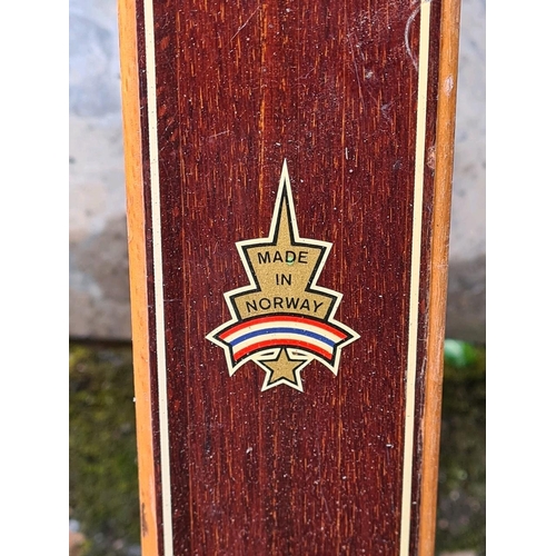 258 - Set of vintage Norwegian wooden skis and poles.