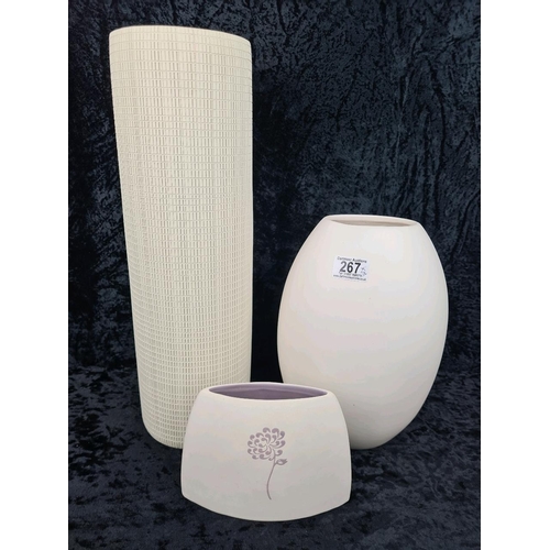 267 - Three stylish vases tallest approx H48cm