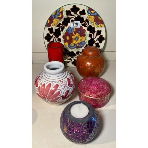278 - Collection of mixed era ceramics including art deco Royal Doulton plate with flowers design approx D... 