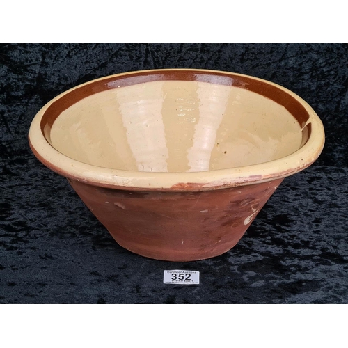 352 - Antique terracotta Dairy Bowl approx Dia 33cm