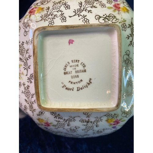 379 - Three pieces of vintage porcelain, James Kent teapot in the ‘pearl delight’ pattern, a Czechoslovaki... 