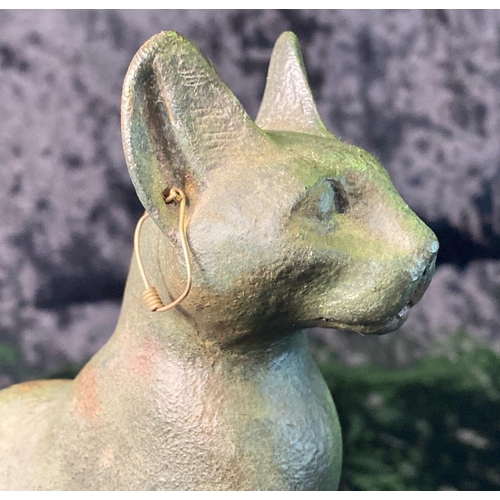 383 - Resin replica of the Egyptian cat goddess Bastet, and a vintage terracotta Chinese figurine (approx ... 