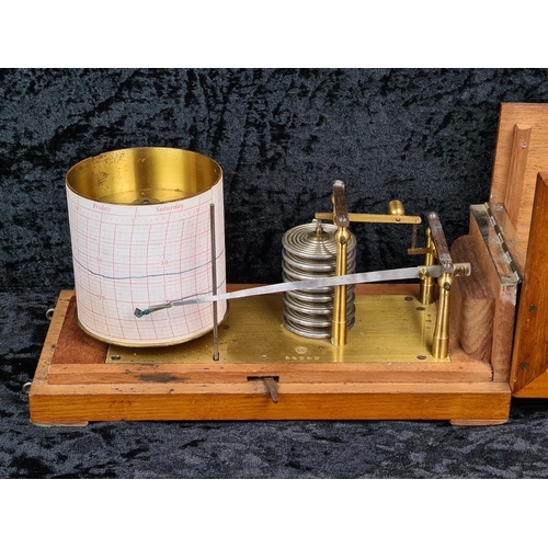 10 - Antique recording barograph, used to measure and visually record changes in atmospheric pressure. Ha... 
