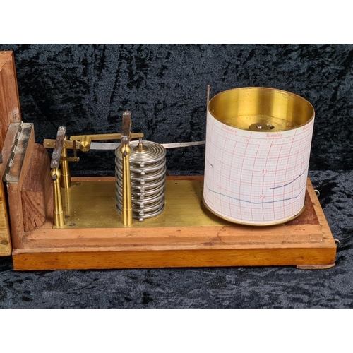 10 - Antique recording barograph, used to measure and visually record changes in atmospheric pressure. Ha... 