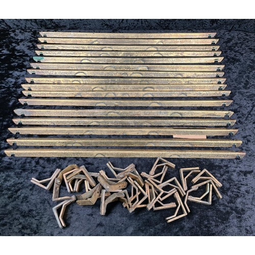 106 - Fabulous set of vintage brass stair rods and matching bracket hardware. Measues approx L67cm.