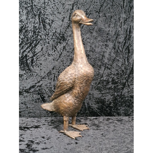 16 - Wonderful cast bronze sculpture of an Indian Runner Duck with intricate feather detailing. Approx H4... 