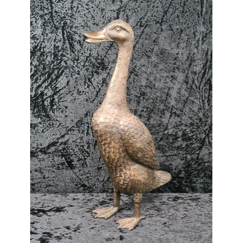 16 - Wonderful cast bronze sculpture of an Indian Runner Duck with intricate feather detailing. Approx H4... 
