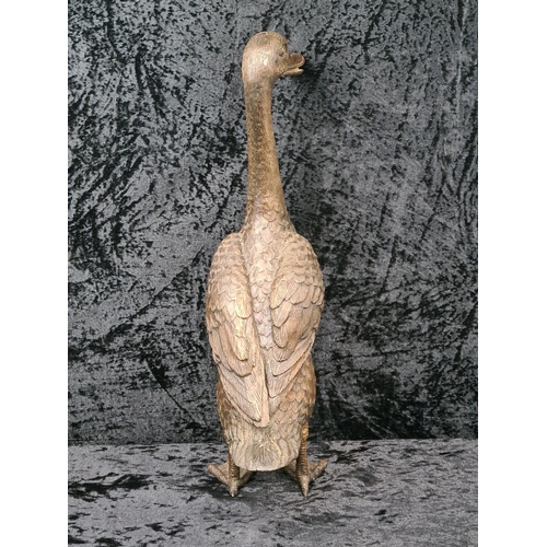 16 - Wonderful cast bronze sculpture of an Indian Runner Duck with intricate feather detailing. Approx H4... 