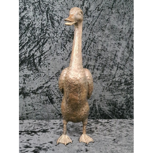 16 - Wonderful cast bronze sculpture of an Indian Runner Duck with intricate feather detailing. Approx H4... 